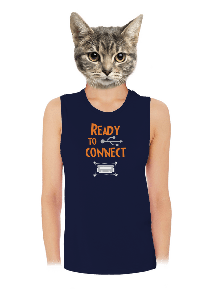 USB připojení dámské tílko volné Navy