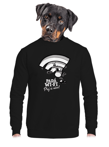 Padá wi-fi unisex mikina bez kapuce Black