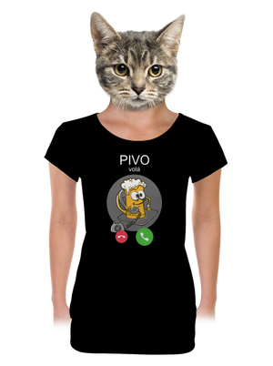 Pivo volá dámské tričko s lemem Black