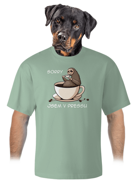 V pressu unisex tričko oversized Sage