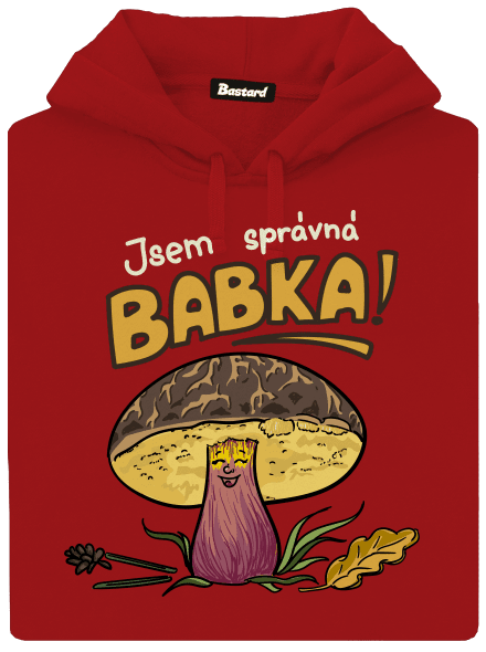 Babka a hříbeček dámská mikina klokanka Red Mal