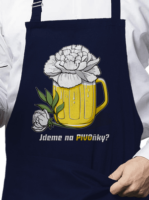 Pivoňky zástěra Navy