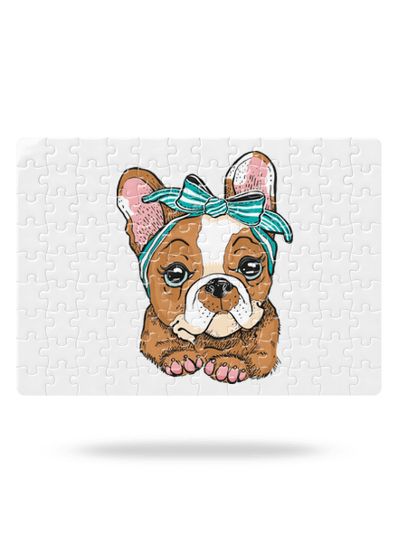 Francouzský buldoček v pin up stylu puzzle White