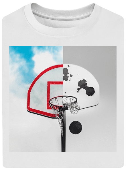 Basketbalový kontrast unisex tričko oversized White
