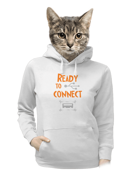 USB připojení dámská mikina klokanka White