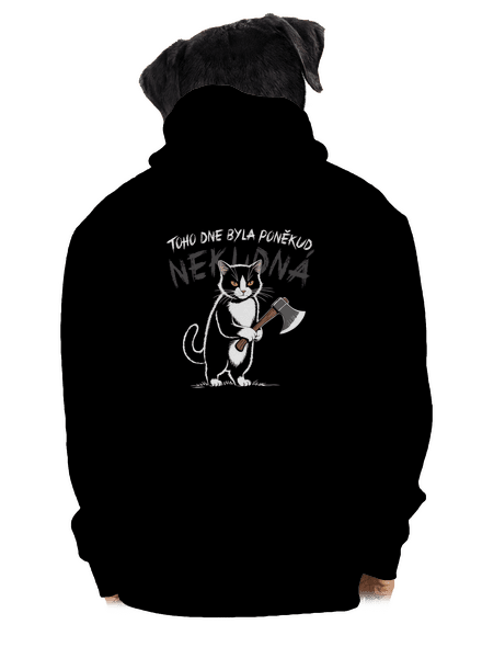 Neklidná kočka pánská mikina na zip Black