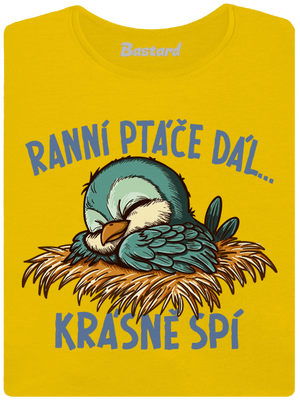 Ranní ptáče spí dámské tričko Yellow