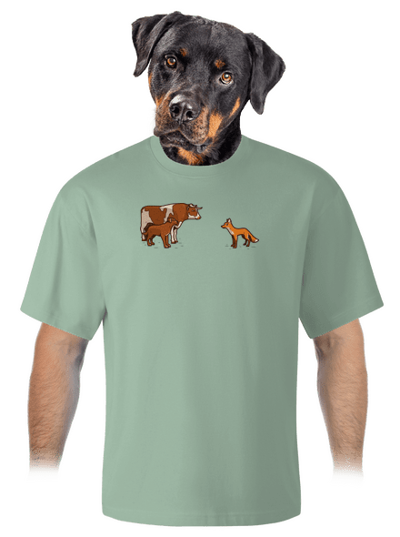 Vůl, pes a vulpes unisex tričko oversized Sage