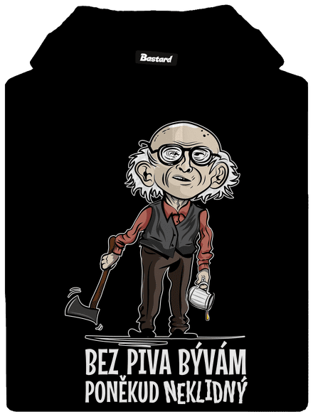 Neklidný bez piva pánská mikina klokanka Black
