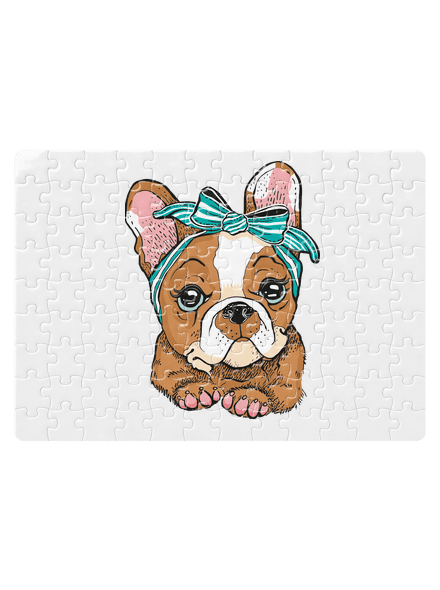 Francouzský buldoček v pin up stylu puzzle White