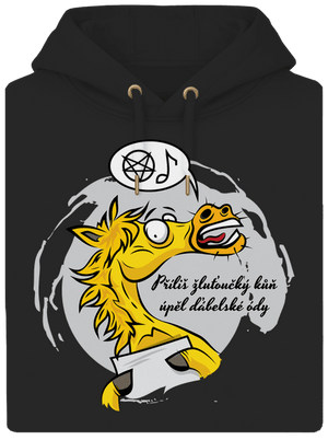 Žluťoučký kůň unisex mikina premium Dark Black