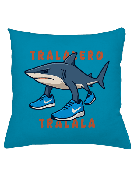 Tralalero Tralala – Italian Brainrot polštář Blue Turquoise