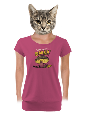 Babka a hříbeček dámské tričko s lemem Magenta