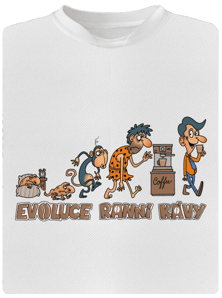 Evoluce ranní kávy pánské sportovní tričko White