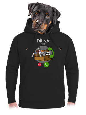 Dílna volá unisex mikina premium Dark Black