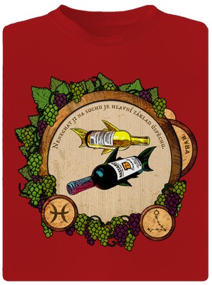 Vinný horoskop: Ryba pánské sportovní tričko Red Mal