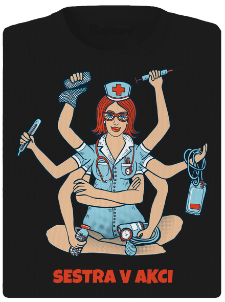 Sestra v akci dámské sportovní tričko Black