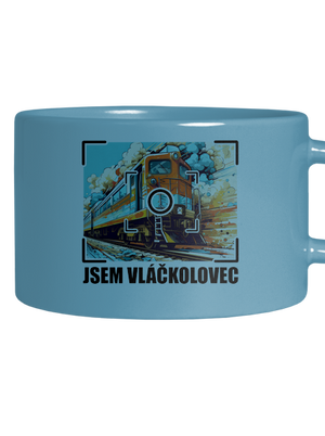 Jsem vláčkolovec hrnek makronka Blue Macaron