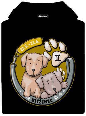 Psí horoskop: Blíženci pánská mikina klokanka Black