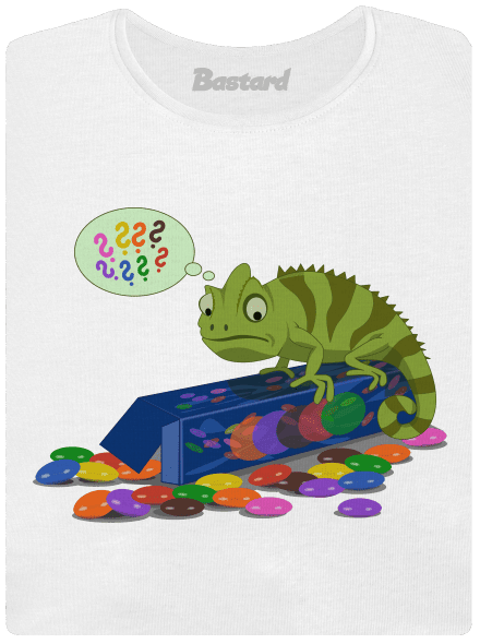 Zmatený chameleon dámské tričko s lemem White