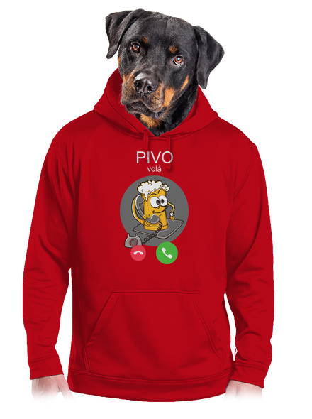 Pivo volá pánská mikina klokanka Red