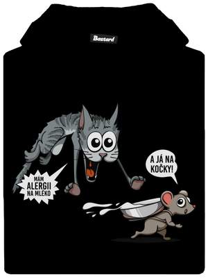 Alergická kočka a myš dětská mikina klokanka Black