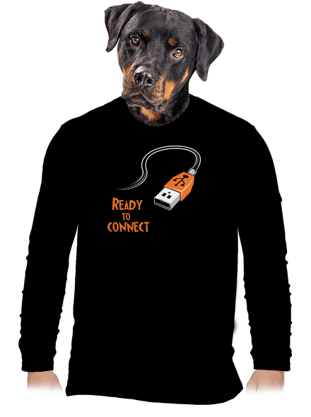 USB připojení pánské dlouhý rukáv Black