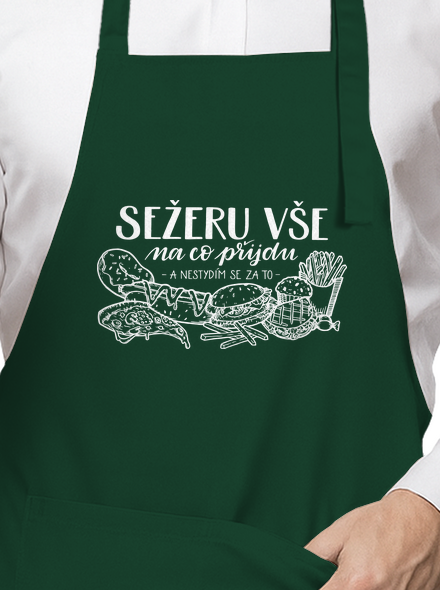 B12: Sežeru vše zástěra Bottle Green