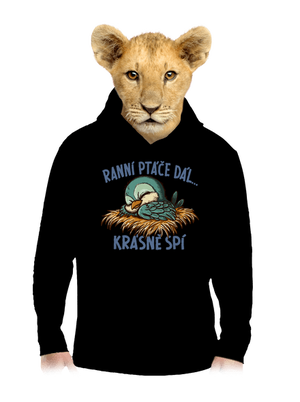 Ranní ptáče spí dětská mikina klokanka Black