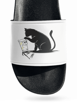 Kočka a sklenice pantofle White