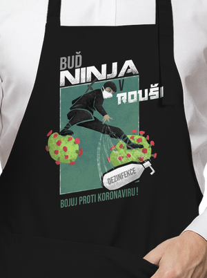 Ninja v rouši zástěra Black