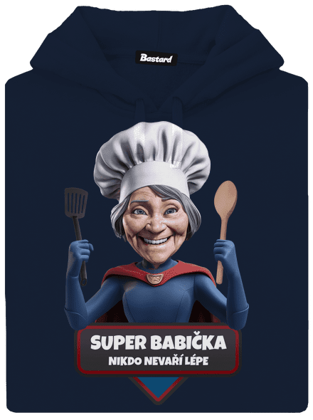 Super babička pánská mikina klokanka Navy