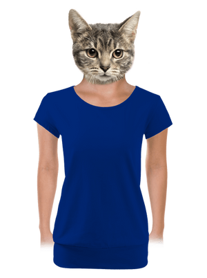 Bez potisku dámské tričko s lemem Royal Blue Mal