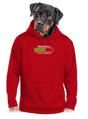 Přemýšlím pánská mikina klokanka Red