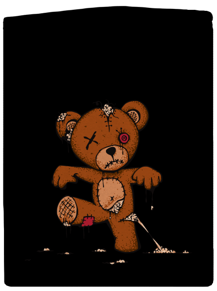 Zombie teddy pánská mikina na zip Black