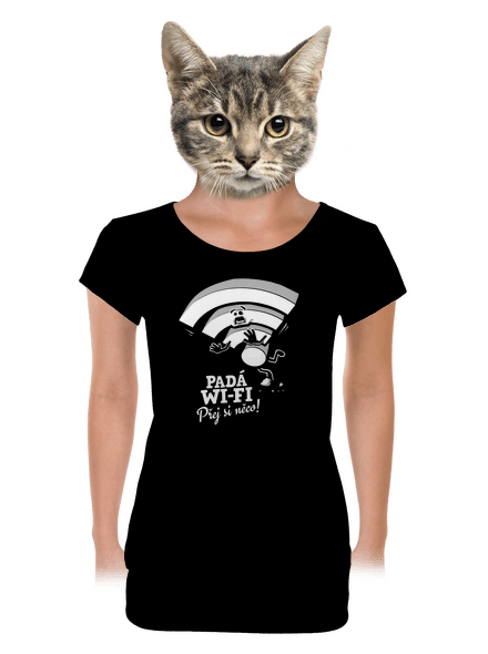 Padá wi-fi dámské tričko s lemem Black