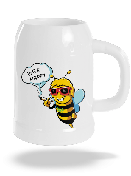 Bee happy půllitr White