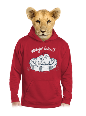 Miluju tulení dětská mikina klokanka Fire Red