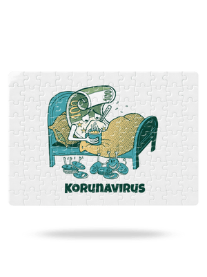 Korunavirus v posteli puzzle White
