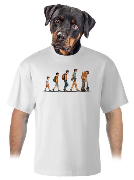Evoluce studenta unisex tričko oversized White