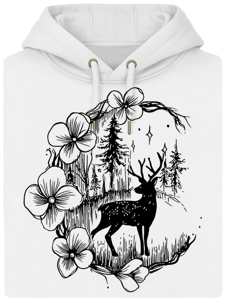Jelen v květu černý unisex mikina premium Snowwhite