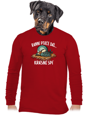 Ranní ptáče spí pánské dlouhý rukáv Red