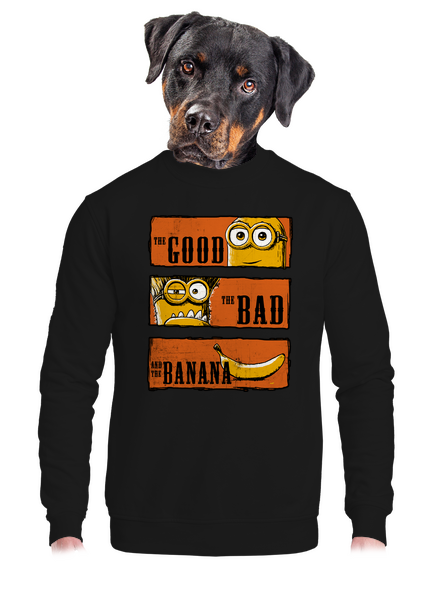 Hodný zlý a banán unisex mikina bez kapuce Black