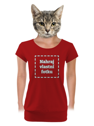 Vlastní potisk dámské tričko s lemem Red Mal