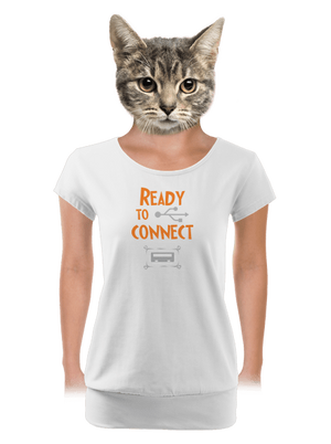 USB připojení dámské tričko s lemem White