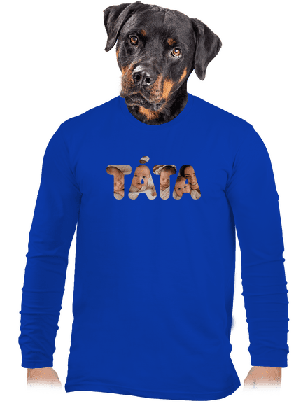 Nápis táta z vlastních fotek pánské dlouhý rukáv Royal Blue