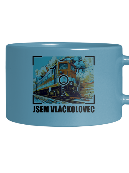 Jsem vláčkolovec hrnek makronka Blue Macaron