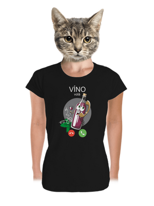 Červené víno volá dámské tričko premium Black