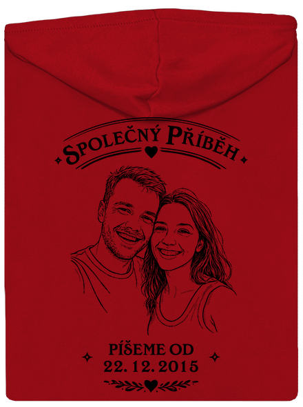 Společný příběh z vlastní fotky pánská mikina na zip Red