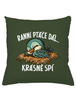 Ranní ptáče spí polštář Olive Green